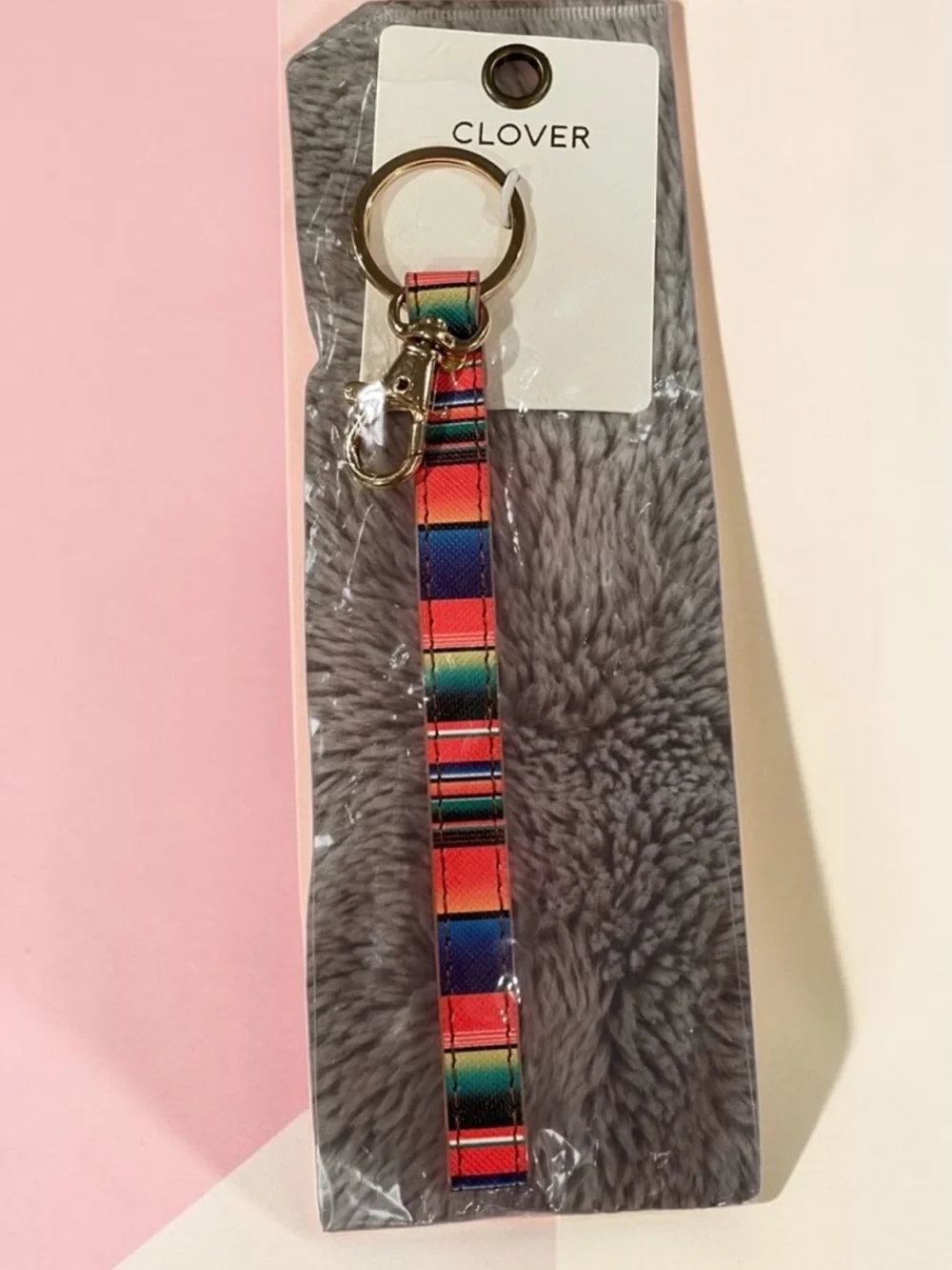 Multicolor Striped Wristlet Key & Card Holder